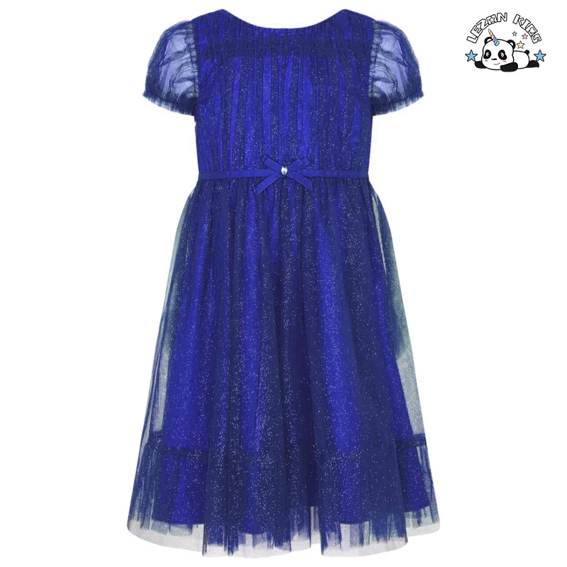 LEZONKIDS - Elegante Design Personalizável de Vestido Longo de Manga Curta para Meninas, Vestido de Princesa de Verão para Menina